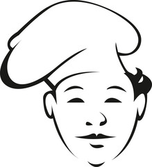 Young cook outline vector illustration