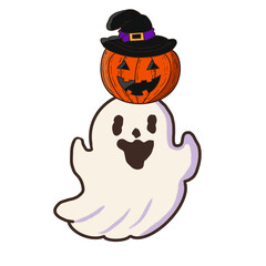 halloween jack o lantern and ghost on transperent backgound.