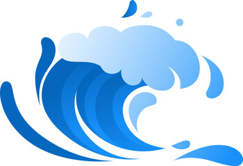 Sea, ocean wave flat vector illustration
