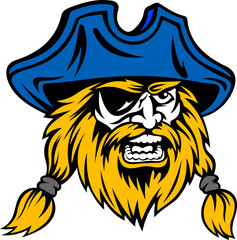 Evil pirate captain hand drawn vector illustration
