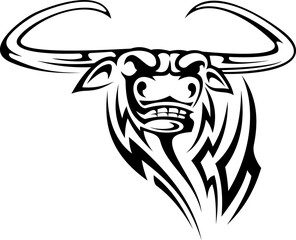 Untamed angry bull abstract vector illustration