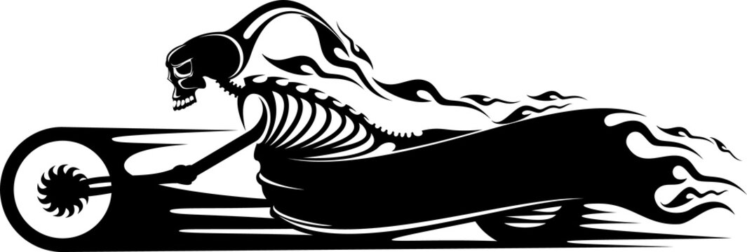 Skeleton motorcycle silhouette vector illustration