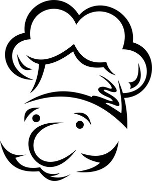 recommend clip art: Outline chef cook in hat, head portrait