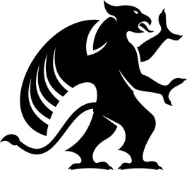 Griffin silhouette isolated. Vector black gryphon