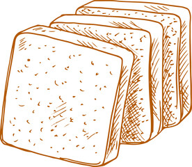 Toast bread slices with seeds isolated sketch