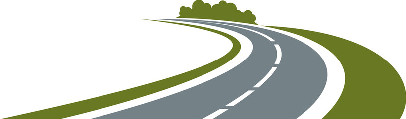 Transportation company logo. Way, green roadsides