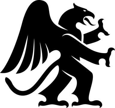Dragon gryphon isolated heraldic animal silhouette