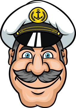 Portrait of happy captain in hat isolated shipman