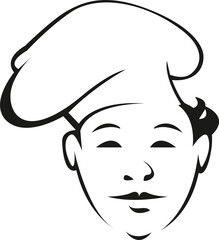 Young restaurant worker outline illustration