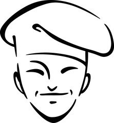 Korean chef cook contour vector illustration