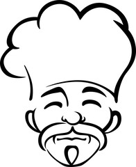 Senior korean chef outline vector illustration