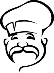 French, Italian chef black outline illustration
