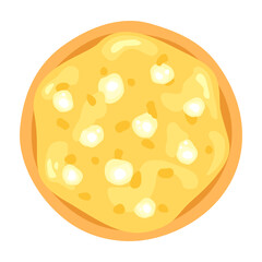 Illustration of cheese pizza. Vector flat modern illustration