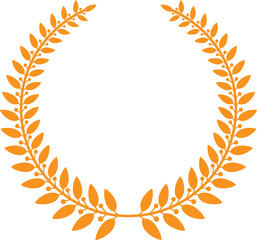 Golden laurel wreath heraldic emblem