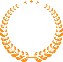 Golden laurel wreath heraldic emblem