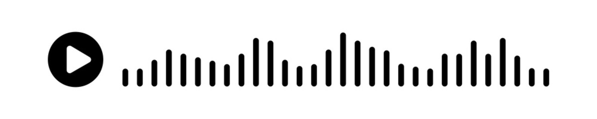 Black sound waves of the equalizer or voice message isolated on white background. Vector clipart Illustration