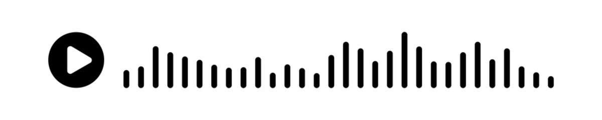 Black sound waves of the equalizer or voice message isolated on white background. Vector clipart Illustration