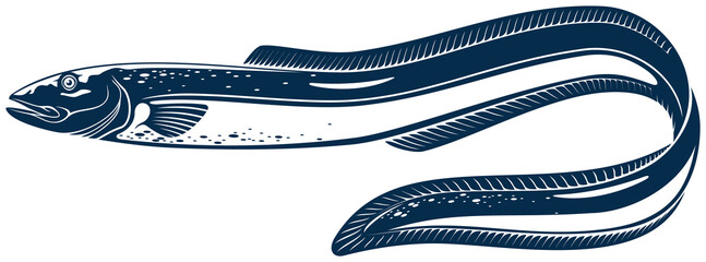 Electric eel isolated eel-shape underwater fish - obrazy, fototapety, plakaty