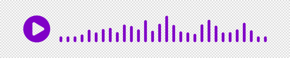 Pink or purple sound waves of the equalizer or voice message isolated on transparent background. Vector clipart Illustration