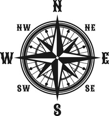Vector icon of marine nautical navigation compass