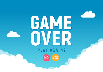 Game over vector video game screen background. Geometric game over design banner