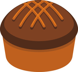 Rye round bread with decor isolated pastry food