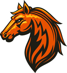 Fototapeta na wymiar Mustang horse head isolate equestrian sport mascot