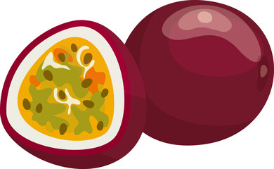 Passion fruit maracuya isolated fruit with leaves