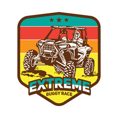 Buggy and UTV racing adventure vector illustration logo, perfect for tours and racing event logo also tshirt design