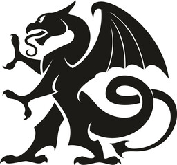 Fototapeta na wymiar Dragon gryphon isolated heraldry beast animal