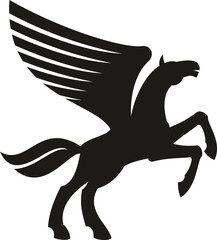 Unicorn or pegasus isolated winged animal horse