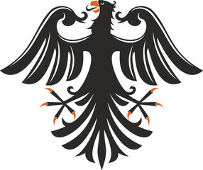 Black eagle heraldry symbol isolated bird mascot