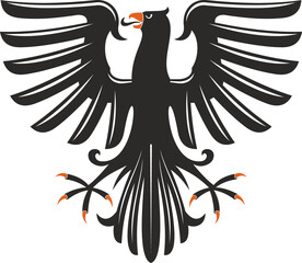 Black eagle heraldry symbol isolated bird mascot