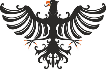 Black eagle heraldry symbol isolated bird mascot