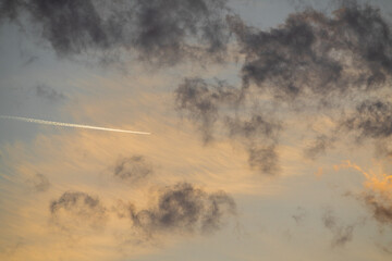 colorful fluffy clouds on blue sky in summer