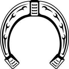 Metal horseshoe on horse hoof, good luck symbol © Vector Tradition