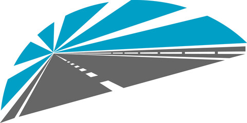 Long straight road isolated traffic sign, speedway