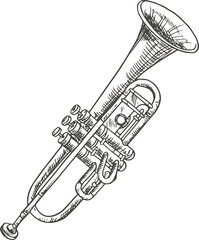 Cornet or horn musical instrument trumpet isolated © Vector Tradition