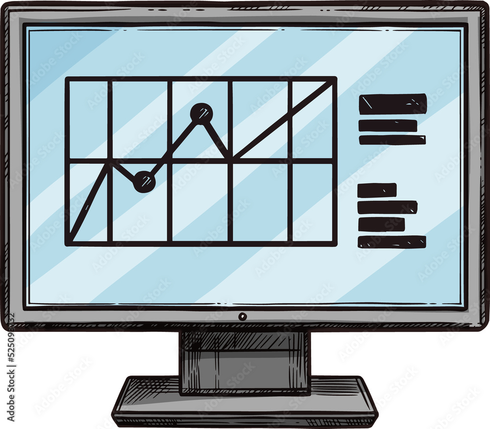 Poster Display of computer with charts