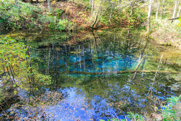 神聖な神の子池「秋の北海道」