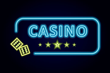 Casino logo in neon style. Design template. Neon sign