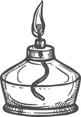 Spirit lamp chemical tool producing flame isolated