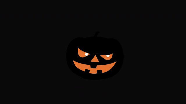 halloween black pumpkin motion graphics video transparent background with alpha channel