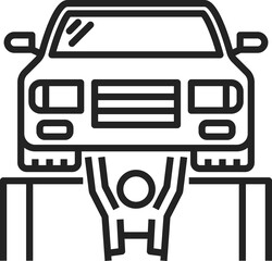 Car mechanic diagnostics vector thin line icon. Vehicle auto service symbol - obrazy, fototapety, plakaty
