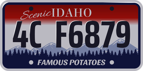 Vehicle registration number plate of American states and city. Vector set of car license number plate - obrazy, fototapety, plakaty