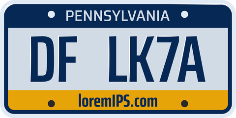Vehicle registration number plate of American states and city. Vector set of car license number plate - obrazy, fototapety, plakaty