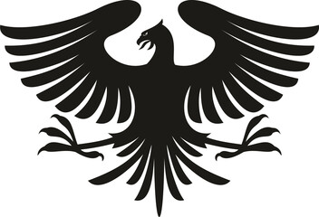 Heraldic eagle isolated bird with open wings