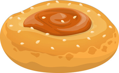 Bun with jam in middle isolated cookie