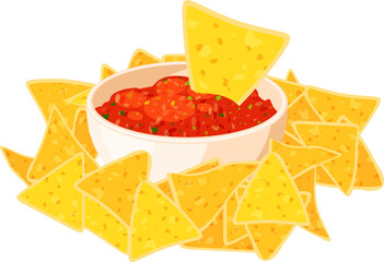Mexican nachos chips and chili salsa food - obrazy, fototapety, plakaty