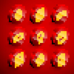 Set line Piece of puzzle, Playing cards, Gamepad, Portable video game console, Golf ball tee, Cooking pot, Picture landscape and Stopwatch icon. Vector